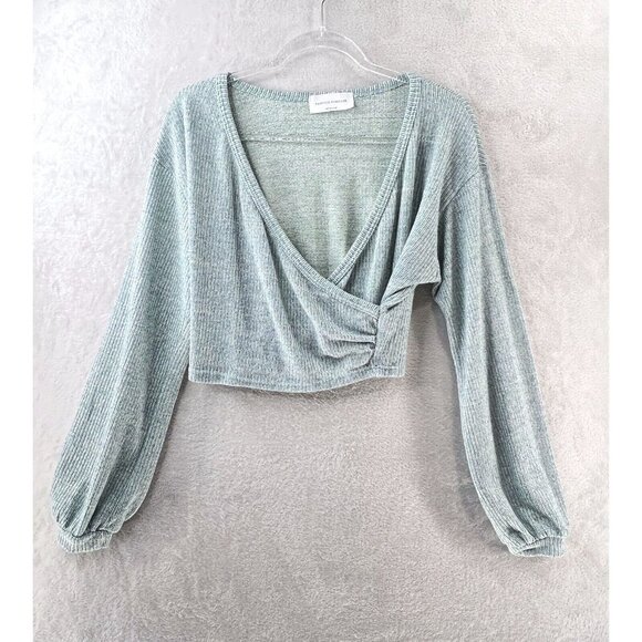 Painted Threads - Urban Outfitters Cropped Sweater Women's Medium  Faux Wrap Blu - Picture 1 of 11